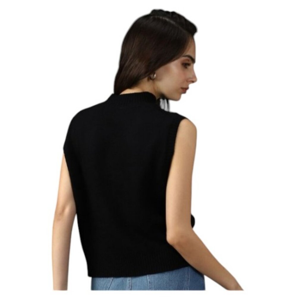 Twik exclusive for Simons black high neck sleeveless sweater vest size M - Picture 5 of 6